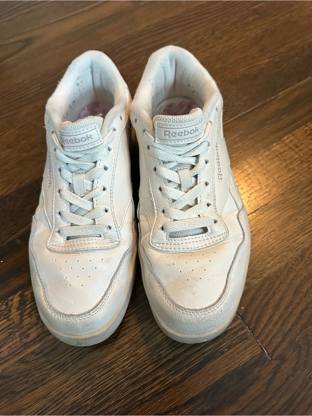 Reebok Kids Leather Lace-Up Sneakers in White